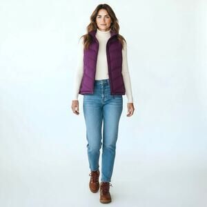 LANDS' END Women's 'Puffer' Plum Color Down Vest S (6-8)  Gorpcore Campy Hiking